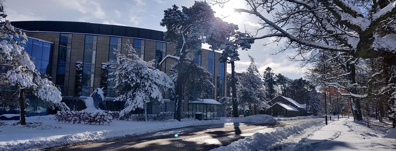 Image of the Vet School in the snow.