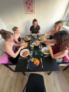 A group of friends enjoying a meal.