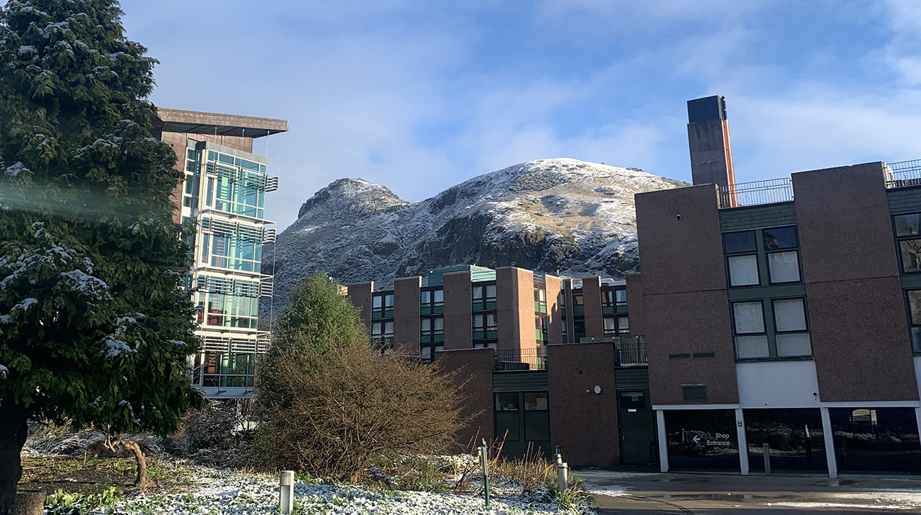 View of Arthurs Seat in the snow