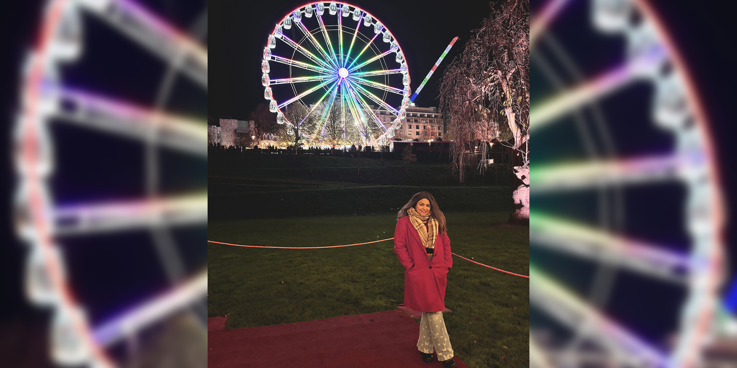 Aagoon posing for a picture in Princes Street Gardens.