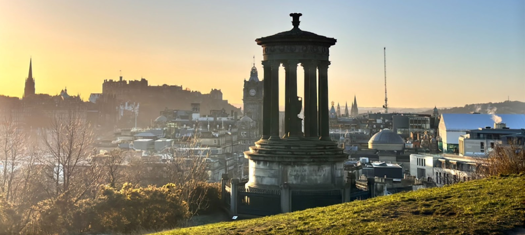 A view over Edinburgh from the top of Calton Hill.