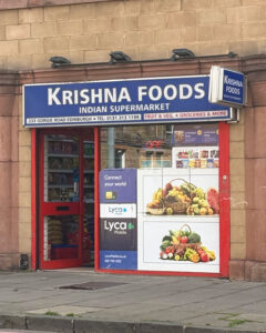 Exterior of Krishna foods in Edinburgh