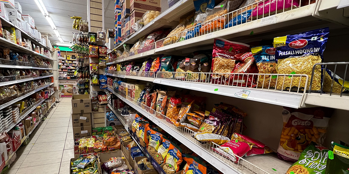 Aisle in an international supermarket in Edinburgh