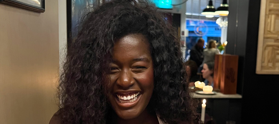 Nahla smiling to camera