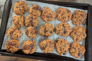 A tray of homemade cookies.