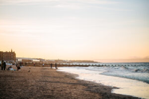 Waves lapping on the sand at Portobello beach.