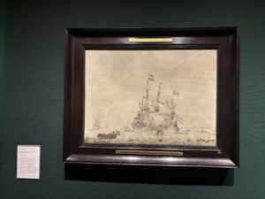 Ship artwork hanging in the National Gallery in Edinburgh.