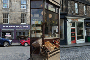 Exterior of shops found in Stockbridge.
