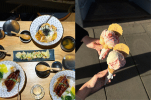 Japanese food; two ice cream cones.