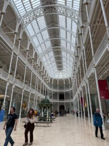 Interior of the main hall in the National Museum of Scotland.