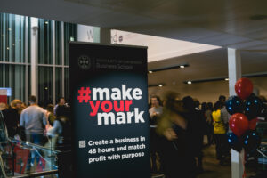 Business School event - #makeyourmark banner (has no dates so can be used every year, QR code links to the #makeyourmark website