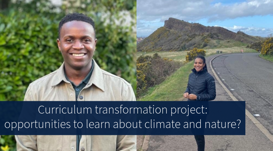 Image of Julian and Ruth. Text reads 'Curriculum transformation project: opportunities to learn about climate and nature?