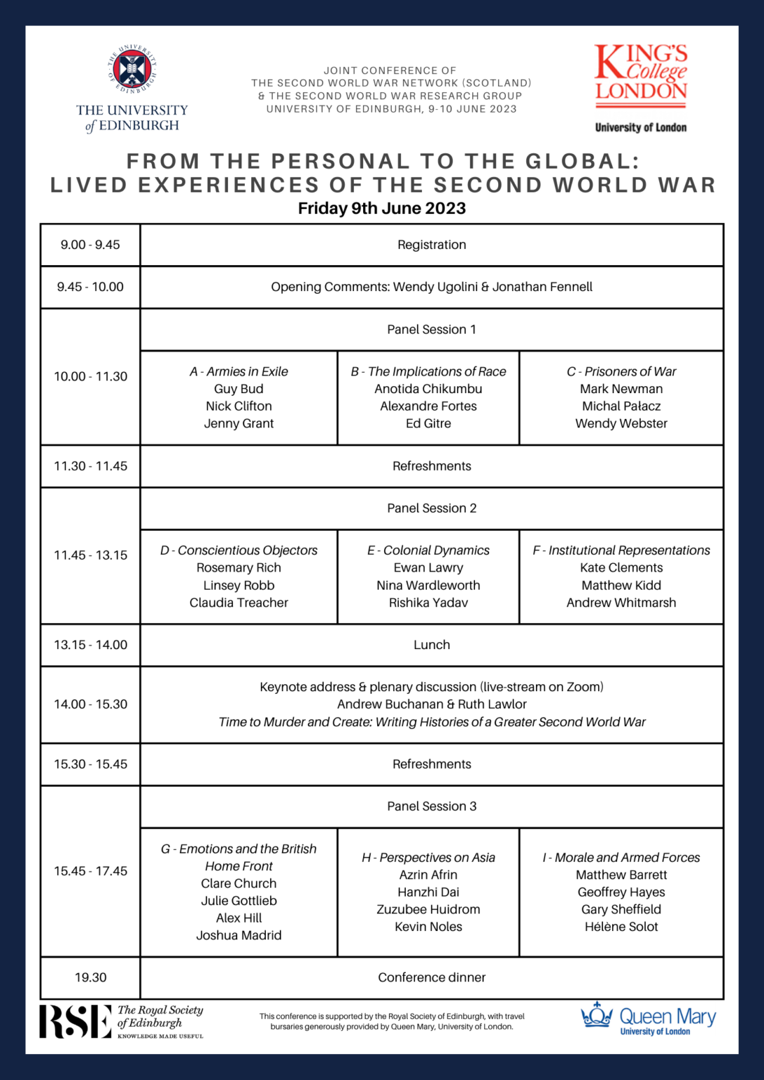 Conference Programme Launch Second World War Network (Scotland)