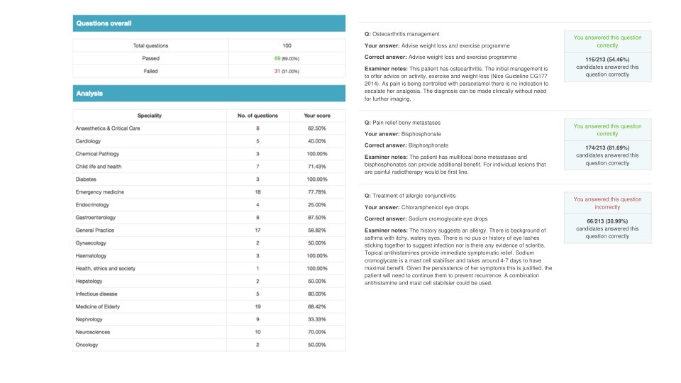 Figure 1: Examples of individual feedback reports for students after exams. 