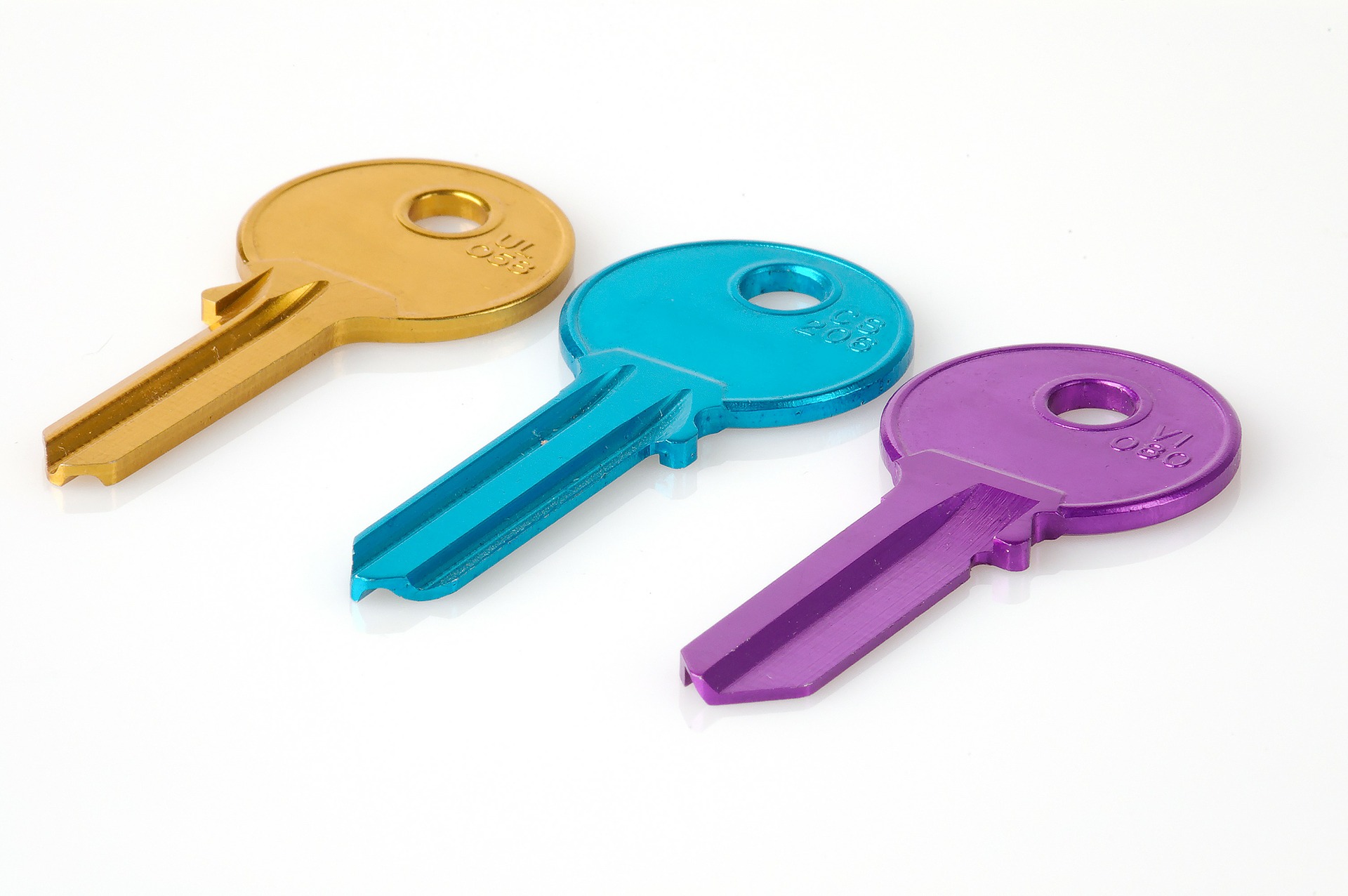 Three coloured keys