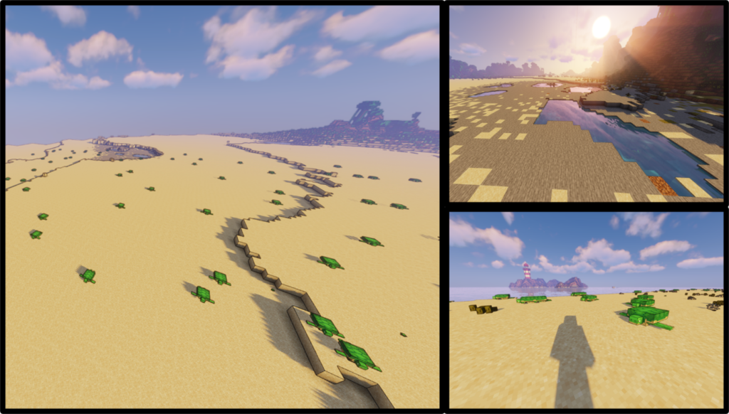 Screengrab of a desert landscape created in the video game Minecraft 