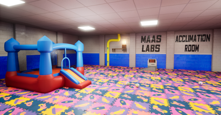 Colourful Game screen with MAAS labs and Acclimation room