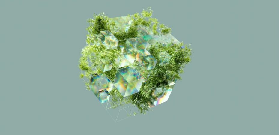 Image of prism with trees, Ai generated image, decorative