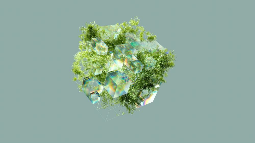 Image of prism with trees, Ai generated image, decorative