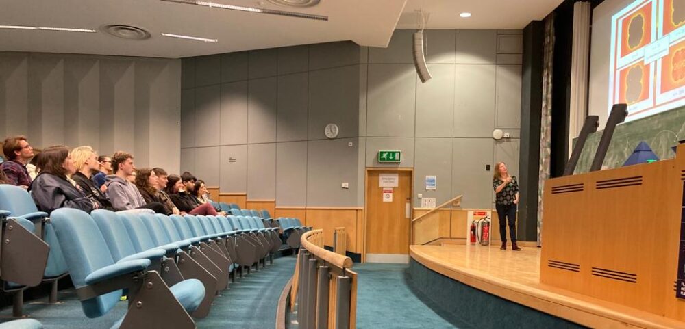 A photograph of an ongoing lecture at a lecture theatre