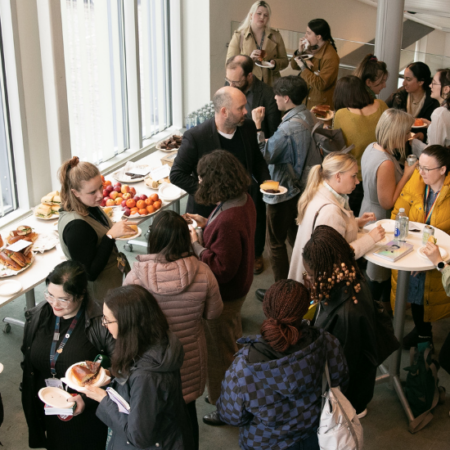 Image credit: Lisa Marley, CAHSS Media Production Lead: Students and staff networking over lunch and activity stalls at the Widening the Student Network event.