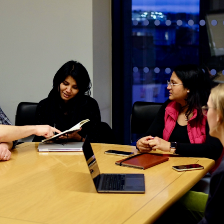 From left to right: Alex Doumas (Senior Lecturer, Psychology) Sydelle de Souza (Doctoral Researcher, CDT in NLP, School of Informatics), Naiti Bhatt (PhD Student, Psychology), Jean Skelton (PhD Student, Psychology), Erica Adezati (PhD Student, Psychology).