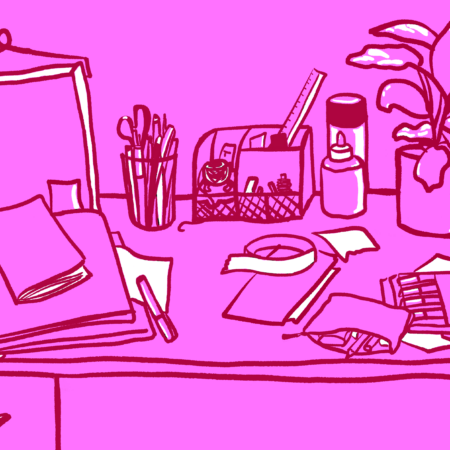 Drawing of a student's desktop