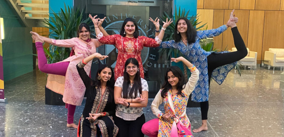 students posing as Bollywood Dance Troupe