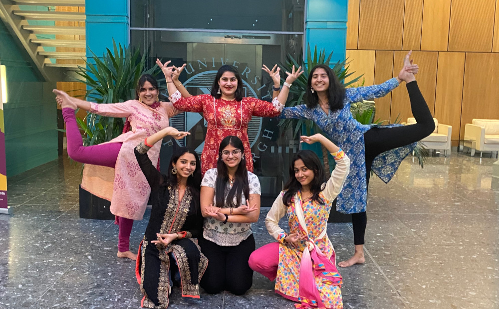 students posing as Bollywood Dance Troupe