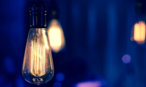 light bulb in blue background