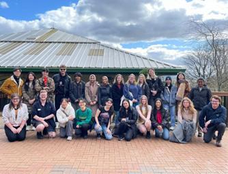 Group photo of students at Edinburgh Zoo