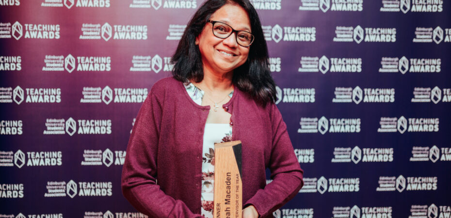 Photo of Leah receiving her award