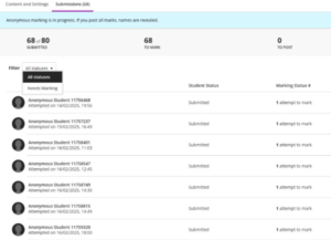 screenshot of Learn Submission list