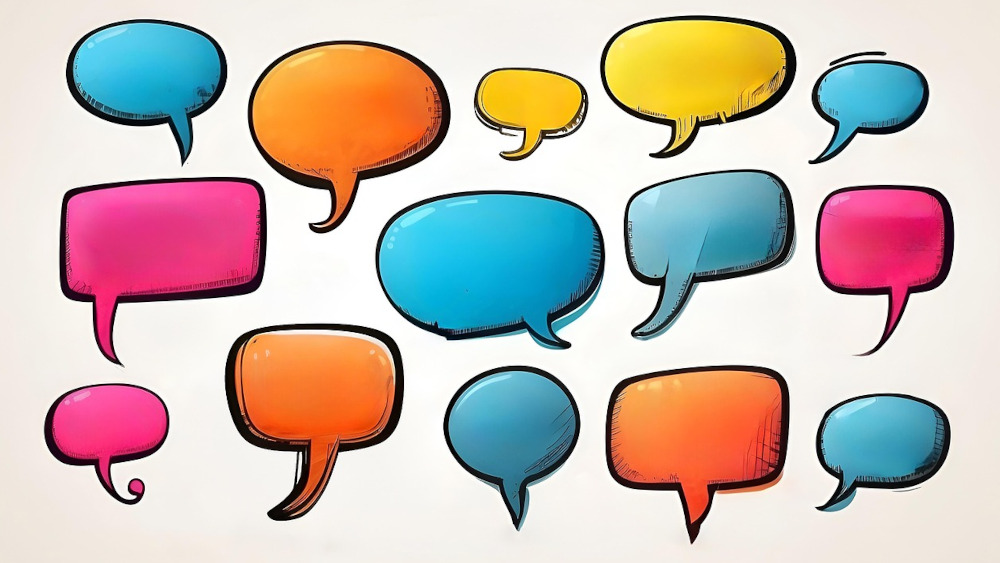 AI-generated image of lots of speechbubbles
