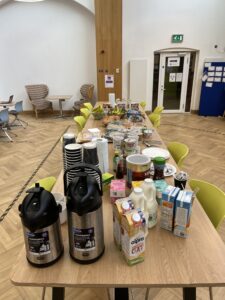 Breakfast set out on a table