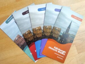 Leaflets provided to attendees outlining the histories discussed in each walk.