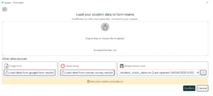 Screenshot of updated data upload interface