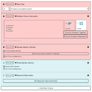 Screenshot of updated heuristic-setting interface