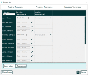 Screenshot of updated teammate preference interface