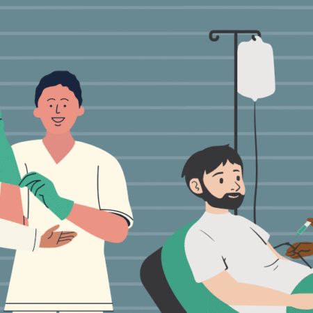 Digital image of medical people performing medical duties.