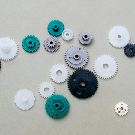 Different coloured plastic gears