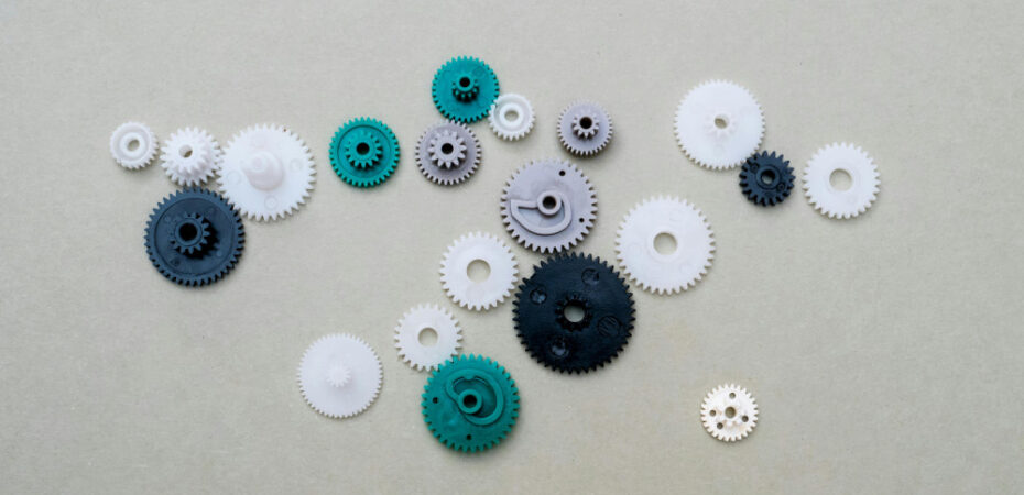 Different coloured plastic gears