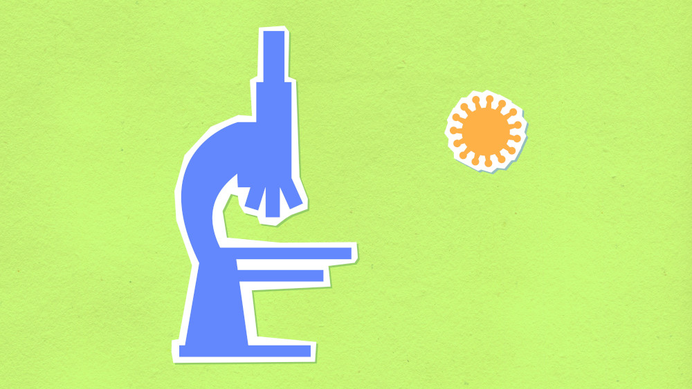 A cut out outline of a microscope.