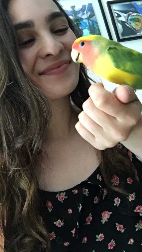 Student with lovebird