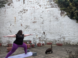 Student practising yoga