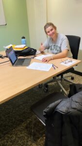 Student studying at desk