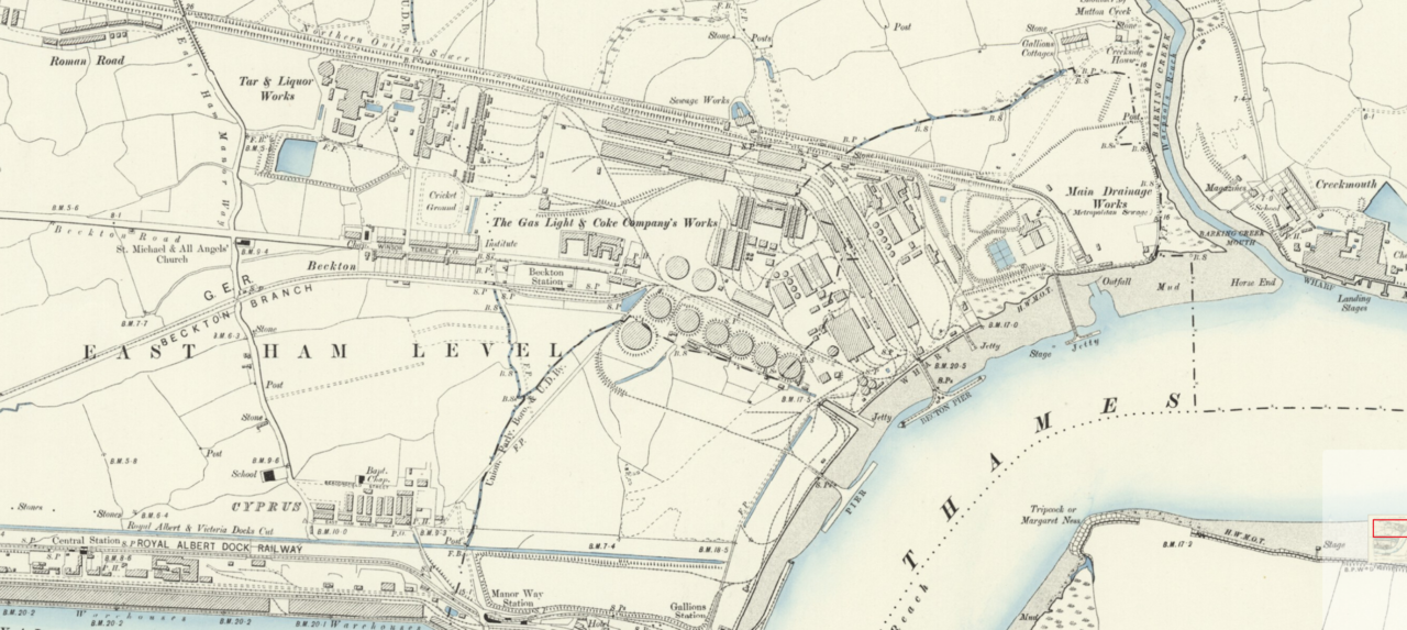A map of Beckton gasworks in 1890