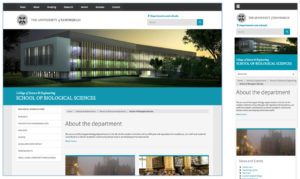 Mock ups illustrating the impact of the introduction of a responsive wbesite design