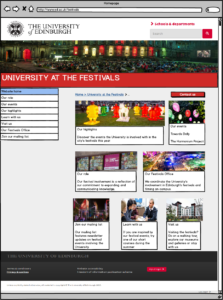 An example mockup for the University at the Festivals website.