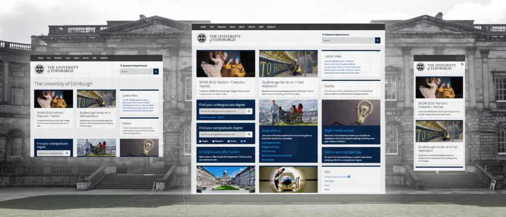 University homepage with Old College behind